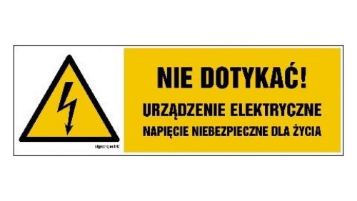 ZNAK - HB022 Nie dotykać urządzenie elektryczne napięcie niebezpieczne dla życia 15 x 5 cm FN - Folia samoprzylepna