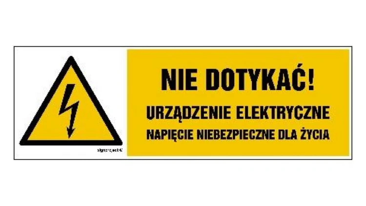 ZNAK - HB022 Nie dotykać urządzenie elektryczne napięcie niebezpieczne dla życia 15 x 5 cm FN - Folia samoprzylepna
