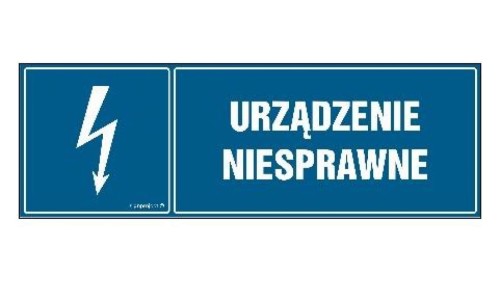 ZNAK - HH018 Urządzenie niesprawne 15 x 5 cm PN - Płyta 1mm