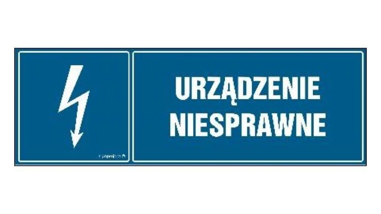 ZNAK - HH018 Urządzenie niesprawne 15 x 5 cm PN - Płyta 1mm