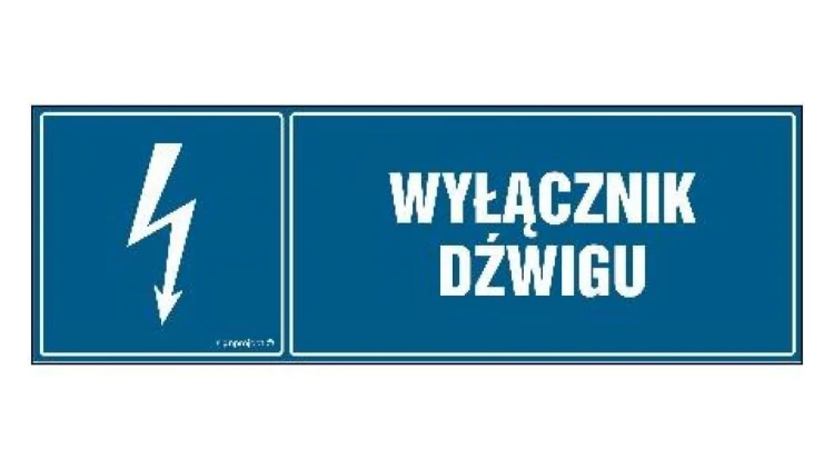 ZNAK - HH025 Wyłącznik dźwigu 15 x 5 cm PN - Płyta 1mm