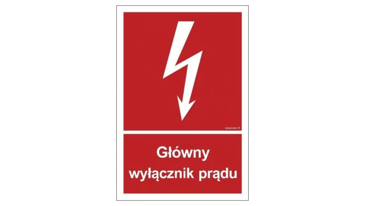 ZNAK - BC008 Główny wyłącznik prądu 50 x 74 cm FS - Folia samoprzylepna foto.