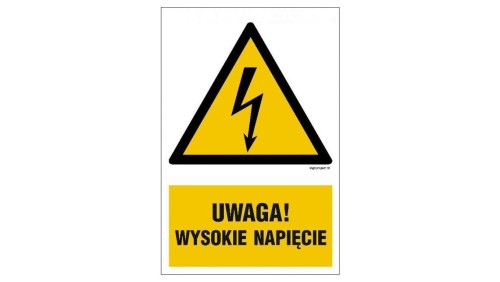 ZNAK - HA016 Uwaga wysokie napięcie 7,5 x 10 cm FN - Folia samoprzylepna