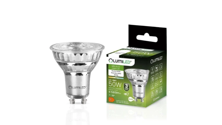 Żarówka LED GU10 6W = 50W 580lm 4000K Neutralna 38 Szklana Lumiled