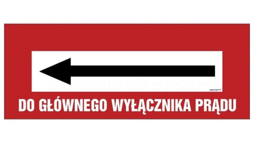 ZNAK - BC130 Do głównego wyłącznika prądu 36 x 14 cm FN - Folia samoprzylepna