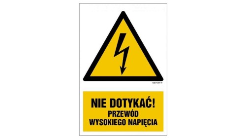 ZNAK - HA021 Nie dotykać przewód wysokiego napięcia 7,5 x 10 cm FN - Folia samoprzylepna