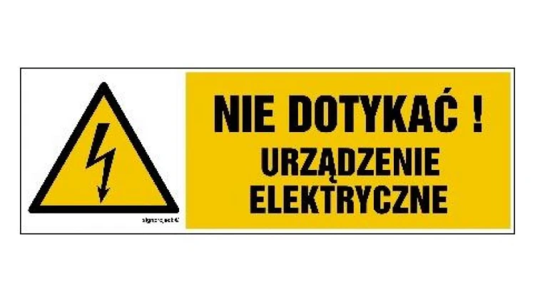 ZNAK - HB001 Nie dotykać! Urządzenie elektryczne 15 x 5 cm FN - Folia samoprzylepna