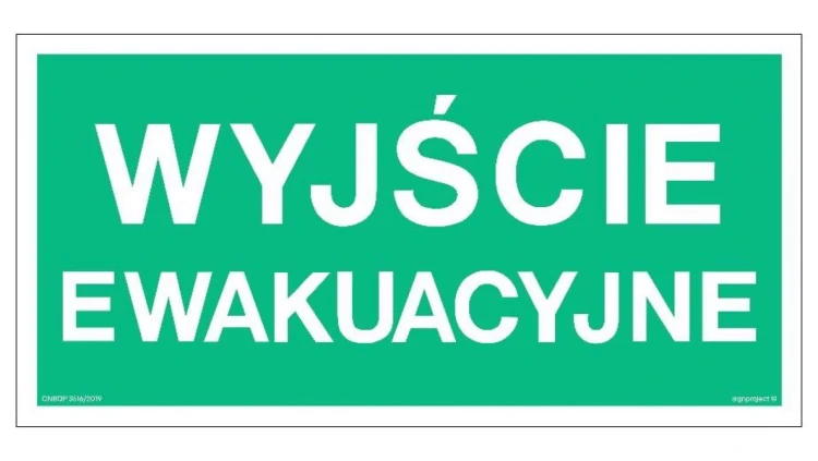 ZNAK - AA001 Wyjście ewakuacyjne 40 x 20 cm PS - Płyta 1mm foto.