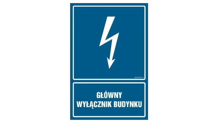 ZNAK - HG013 Główny wyłącznik budynku 7,5 x 10 cm FN - Folia samoprzylepna
