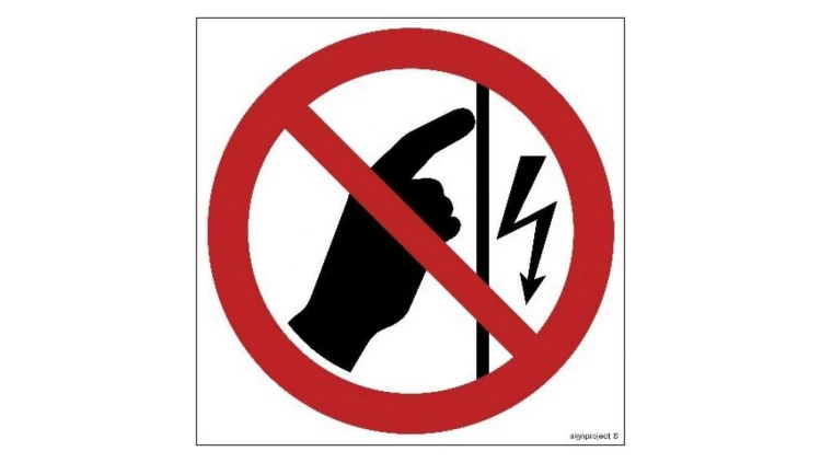 ZNAK - GB031 Nie dotykać urządzenie pod napięciem 50 x 50 cm PN - Płyta 1mm