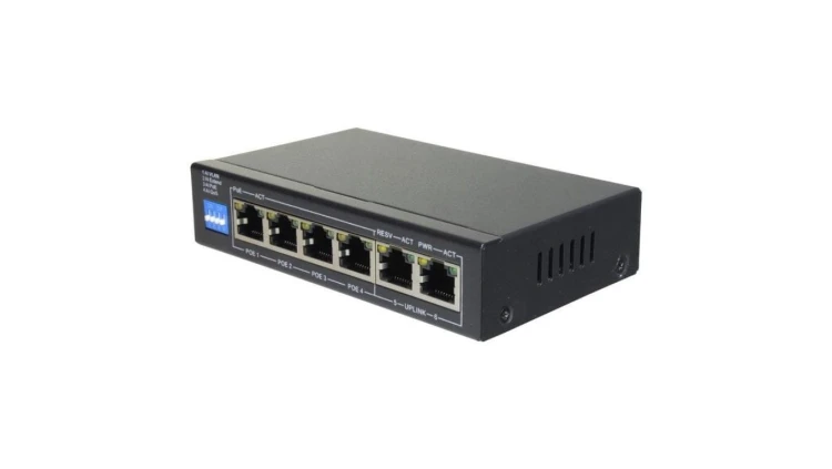 Przełącznik PoE 6-portowy 60W 4xPoE + 2xuplink SW0604POE-60