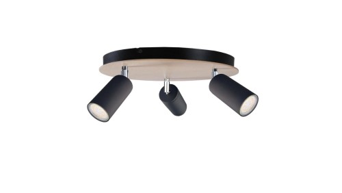 Spot nowoczesny 3x GU10 EYE BLACK WOOD