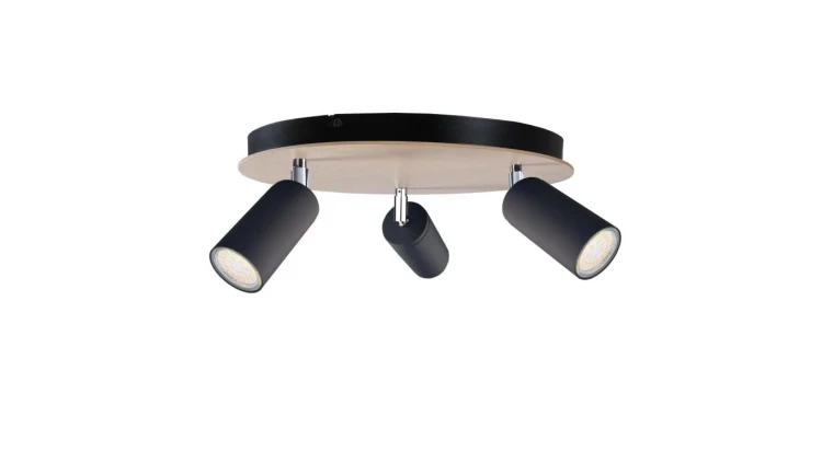 Spot nowoczesny 3x GU10 EYE BLACK WOOD