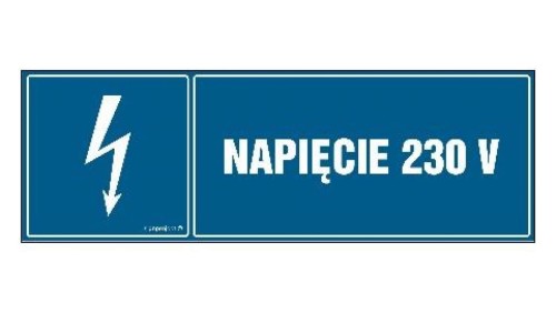 ZNAK - HH008 Napięcie 230V 15 x 5 cm FN - Folia samoprzylepna