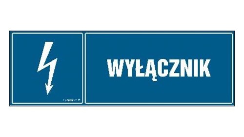 ZNAK - HH009 Wyłącznik 15 x 5 cm FN - Folia samoprzylepna