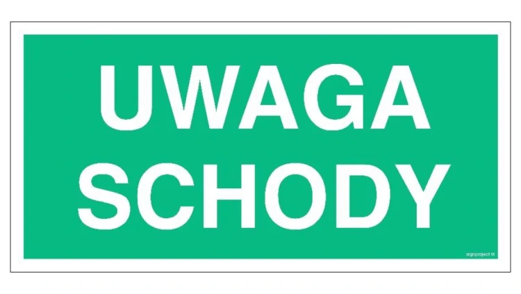 ZNAK - AC037 Uwaga schody 100 x 50 cm TS - Płyta TD foto.