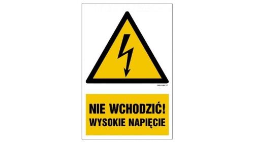 ZNAK - HA026 Nie wchodzić wysokie napięcie 7,5 x 10 cm PN - Płyta 1mm