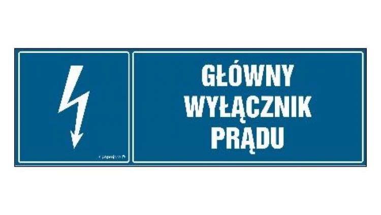 ZNAK - HH014 Główny wyłącznik prądu 15 x 5 cm FN - Folia samoprzylepna