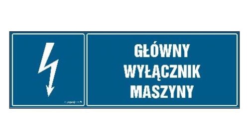 ZNAK - HH056 Główny wyłącznik maszyny 45 x 15 cm FN - Folia samoprzylepna