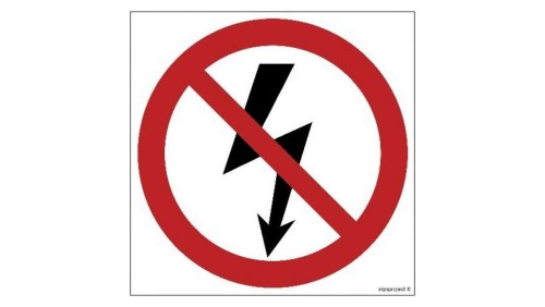 ZNAK - GB005 Nie załączać urządzeń elektrycznych 50 x 50 cm TS - Płyta TD foto.