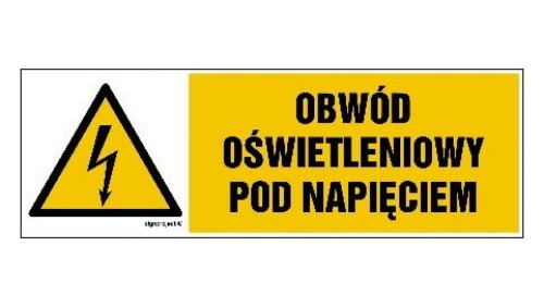 ZNAK - HB009 Obwód oświetleniowy pod napięciem 15 x 5 cm PN - Płyta 1mm