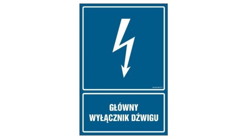 ZNAK - HG023 Główny wyłącznik dźwigu 70 x 105 cm FN - Folia samoprzylepna