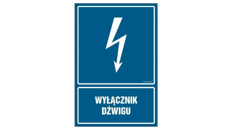ZNAK - HG025 Wyłącznik dźwigu 7,5 x 10 cm FN - Folia samoprzylepna
