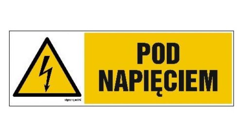 ZNAK - HB008 Pod napięciem 15 x 5 cm PN - Płyta 1mm