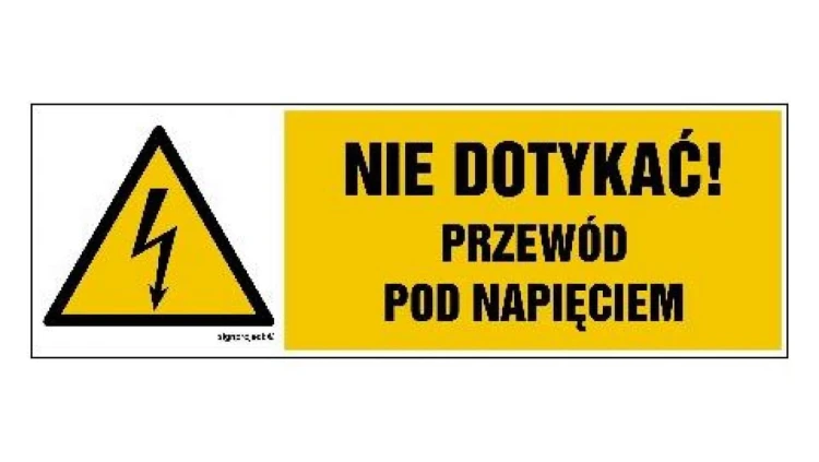 ZNAK - HB021 Nie dotykać przewód pod napięciem 15 x 5 cm PN - Płyta 1mm