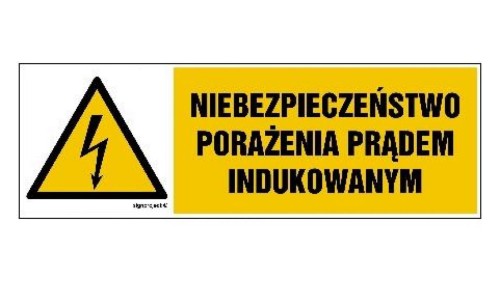 ZNAK - HB013 Niebezpieczeństwo porażenia prądem indukowanym 15 x 5 cm PN - Płyta 1mm