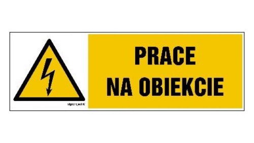 ZNAK - HB023 Prace na obiekcie 15 x 5 cm FN - Folia samoprzylepna