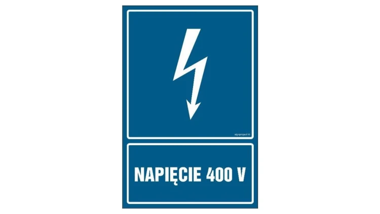 ZNAK - HG022 Napiecie 400 V 7,5 x 10 cm FN - Folia samoprzylepna