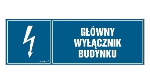 ZNAK - HH013 Główny wyłącznik budynku 15 x 5 cm PN - Płyta 1mm