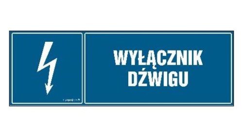 ZNAK - HH025 Wyłącznik dźwigu 15 x 5 cm FN - Folia samoprzylepna