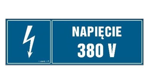 ZNAK - HI001 Napięcie 380 V 20 x 6,7 cm PN - Płyta 1mm