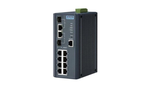 Zarządzalny switch przemysłowy - 8 portów Fast Ethernet, 2 porty gigabit Combo RJ-45/SFP EKI-7710E-2C-AE