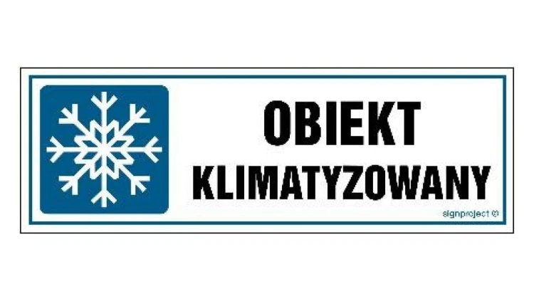 ZNAK - NC024 Obiekt klimatyzowany 15 x 5 cm FN - Folia samoprzylepna