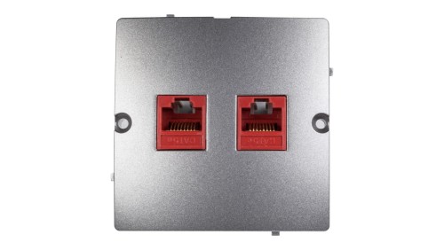 Simon Basic Gniazdo komputerowe podwójne 2xRJ45 kat.5e stal inox BMF52.02/21