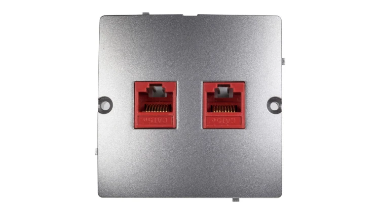 Simon Basic Gniazdo komputerowe podwójne 2xRJ45 kat.5e stal inox BMF52.02/21