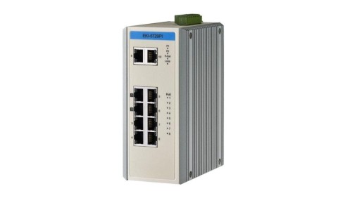 Przemysłowy switch ProView SCADA - 8 portów gigabitowych PoE/PoE+, 2 porty gigabitowe, zasilanie 12-24VDC EKI-5729PI-AE