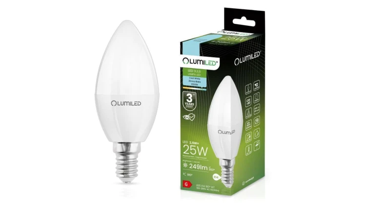 Żarówka LED ŚWIECA B35 E14 2.5W = 25W 249lm 6500K Zimna 180 Lumiled