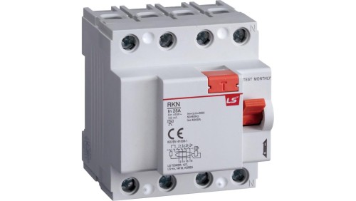 Wyłącznik różnicowoprądowy 4P 25A 0,1A typ A RKN4P 25A 100MAA 06220457R0