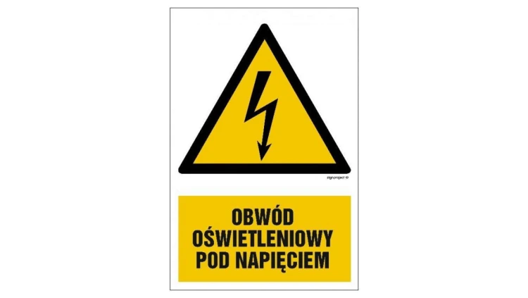 ZNAK - HA009 Obwód oświetleniowy pod napięciem 25 x 37,5 cm PN - Płyta 1mm