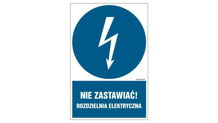 ZNAK - HE021 Nie zastawiać rozdzielnia elektryczna 7,5 x 10 cm FN - Folia samoprzylepna