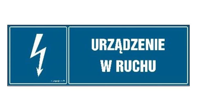 ZNAK - HH057 Urządzenie w ruchu 45 x 15 cm FN - Folia samoprzylepna