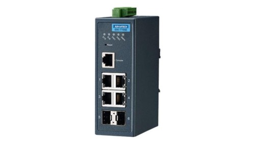 Zarządzalny switch przemysłowy - 4 porty Fast Ethernet, 2 porty gigabit SFP EKI-7706E-2F-AE