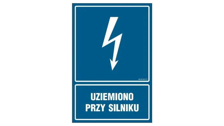 ZNAK - HG046 Uziemiono przy silniku 70 x 105 cm FN - Folia samoprzylepna
