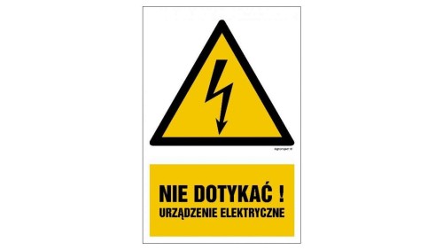 ZNAK - HA001 Nie dotykać! Urządzenie elektryczne 50 x 75 cm FN - Folia samoprzylepna