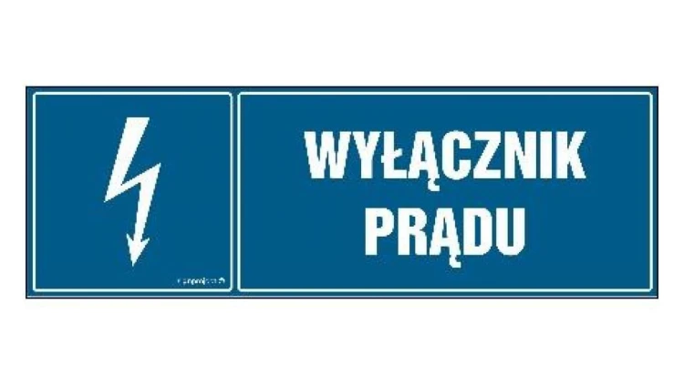 ZNAK - HH019 Wyłącznik prądu 15 x 5 cm FN - Folia samoprzylepna