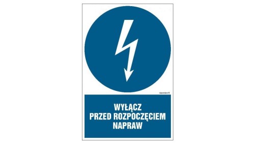ZNAK - HE017 Używaj narzędzi o napędzie elektrycznym zasilanym napięciem 24V 70 x 105 cm PN - Płyta 1mm